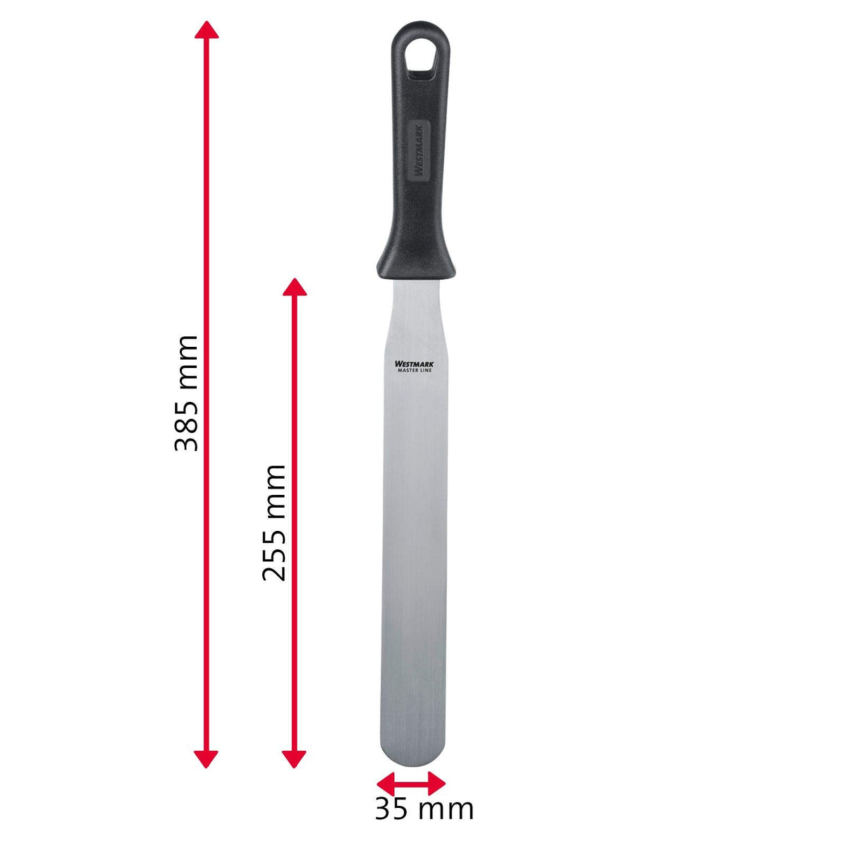 Master Line Spatula 25.5 x 3.5 cm Straight Flexible by Westmark – 25.5 x 3.5 cm, Stainless Steel Plastic, Black/Silver, Model 31232270