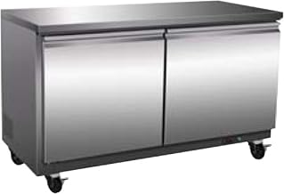 UCF-48-HC Undercounter Freezer, 2 Solid Doors with Full-Length Handles, 12 Cu. Ft. Capacity, 48-1/5"W, Digital Thermostat, LED Display, Auto Defrost, (2) Shelves, Stainless Steel, Casters