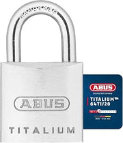 ABUS Padlock 64TI/20 Titalium - Set of 2, Keyed Alike, Security Level 3 | Special aluminium lock body, hardened steel shackle, 20 mm width - includes 2 locks & 3 keys, paracentric key profile
