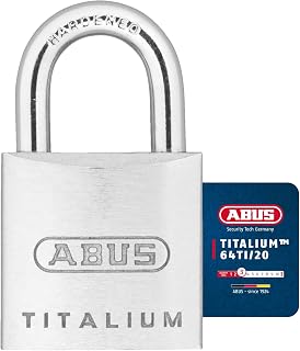 ABUS Padlock 64TI/20 Titalium - Set of 2, Keyed Alike, Security Level 3 | Special aluminium lock body, hardened steel shackle, 20 mm width - includes 2 locks & 3 keys, paracentric key profile
