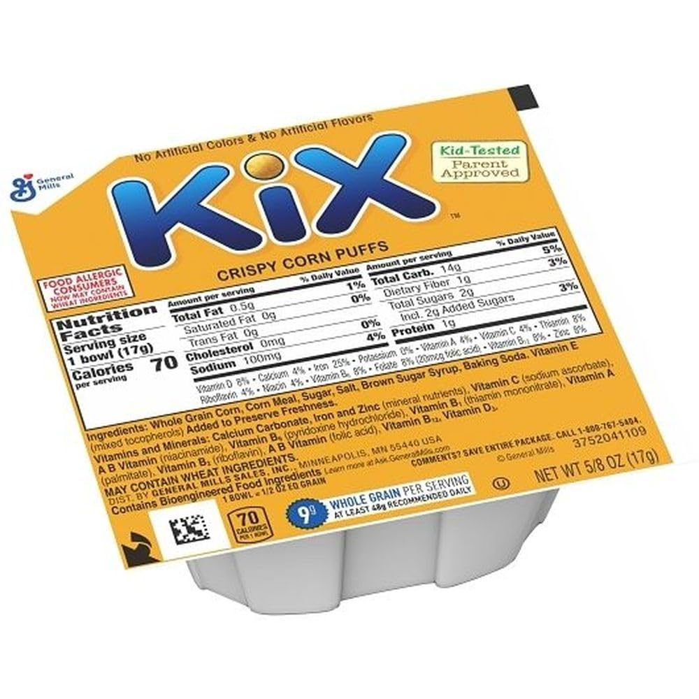 Kix Cereal Crispy Corn Puffs by General Mills – Pack of 96