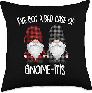 Funny Lazy Gnome Pajama Day Cute Gnome-itis Throw Pillow