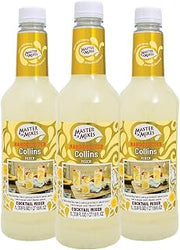 MASTER OF MIXES Collins Drink Mix, Ready to Use, 1 Liter, 3 Pack | Fresh Squeezed Lemon, Balanced Sweetness | Cocktail & Mocktail Drink Recipes, Pour Ready, Consistent, Smooth Mixing Texture