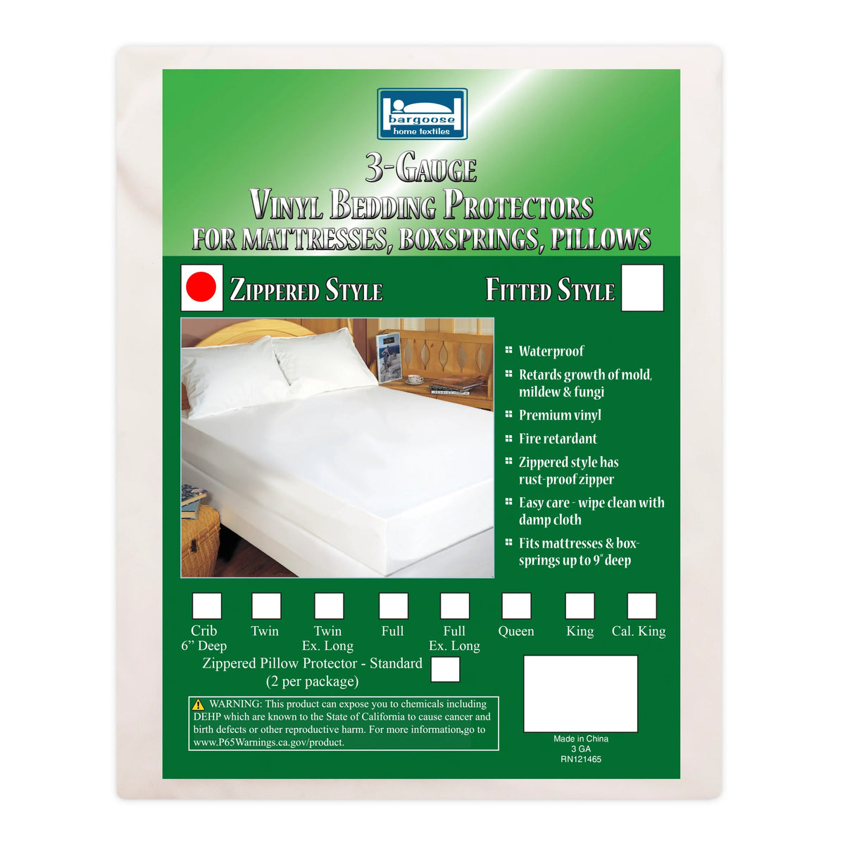 Bargoose Vinyl Mattress Protector, White, 6/Case - Twin