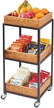 Sierra Collection – Merchandiser Cart – 14.75W x 14.75D x 35H – Reclaimed Wood, Bronze-Painted Metal, 4 Wheels