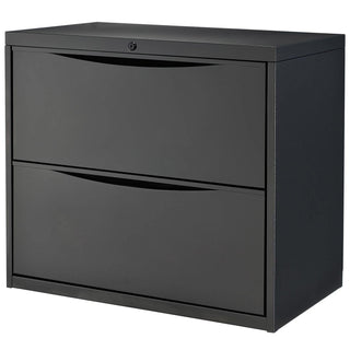 30" W Premium Lateral File Cabinet by Global Industrial – 30 inches (W) x 28 inches (H) x 18 inches (D), Alloy Steel, Black, Model LF-30-2D-BLACK