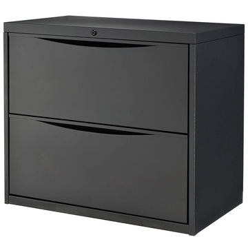 30" W Premium Lateral File Cabinet by Global Industrial – 30 inches (W) x 28 inches (H) x 18 inches (D), Alloy Steel, Black, Model LF-30-2D-BLACK