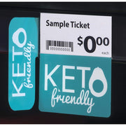 Shelf Talkers with Flag "Keto Friendly" - 2 1/2"L x 3"H by KOST KLIP MANUFACTURING LTD – Plastic, Pack of 25, Model 108709