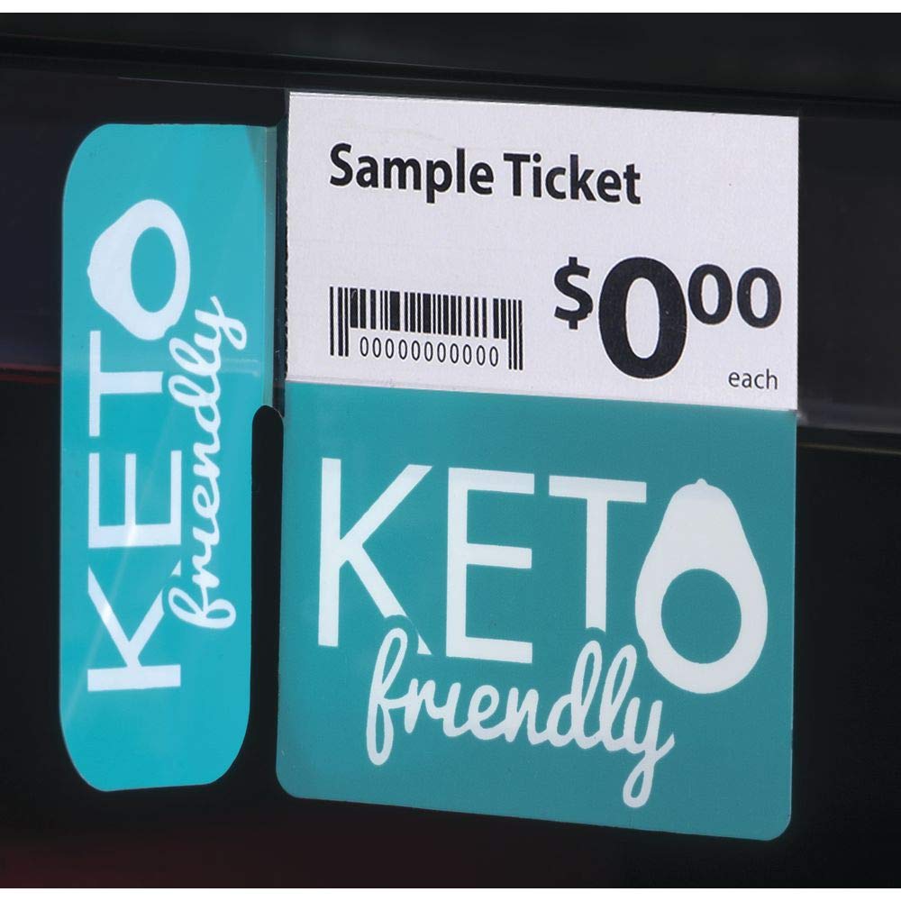 Shelf Talkers with Flag "Keto Friendly" - 2 1/2"L x 3"H by KOST KLIP MANUFACTURING LTD – Plastic, Pack of 25, Model 108709