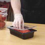 Fourth-Size Clear Polycarbonate Solid Food Pan Cover w/Handle - 10 3/7" L x 6 7/16" W by HUBERT – Polycarbonate (PC), Clear, Model 107022