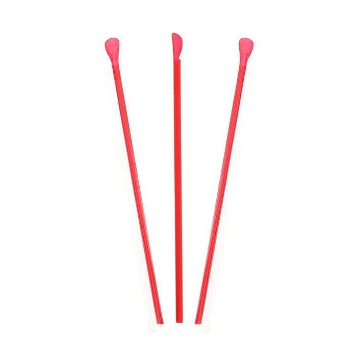 RJSS10 Jumbo Spoon Straw, 10.25, Plastic, Red, 300/pack, 18 Packs/carton