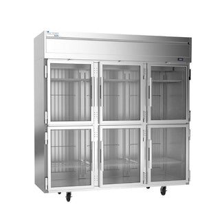 Elite VERSA-3D-HG-HC Three Section Refrigerator with Glass Half Doors by VICTORY – Commercial Grade