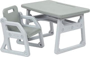 ECR4Kids Toddler Plus Desk and Chair, Kids Furniture, Grey/Light Grey, 2-Piece
