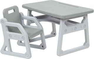ECR4Kids Toddler Plus Desk and Chair, Kids Furniture, Grey/Light Grey, 2-Piece