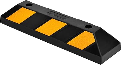 Global Industrial Rubber Parking Stop/Curb Block, 22"L, Black w/Yellow Stripes