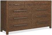 Hooker Driftwood Nine-Drawer Dresser in Brown Wood Furniture