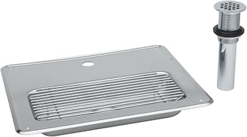 T&S Brass B-1231 Drip Pan, Stainless Steel, Drop-in Grid, 1-1/4-Inch Drain Tailpiece, 7/8-Inch Deck Hole