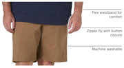 Men's Extreme Motion Flat Front Short by Lee – Cotton Blend, Original Khaki, Model 104183560
