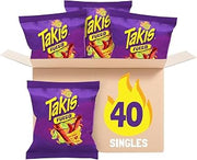 Takis Fuego 40 Count 1 oz Snack Size Multipack - Extreme Spicy Rolled Tortilla Chips Hot Chili Pepper & Lime Flavored