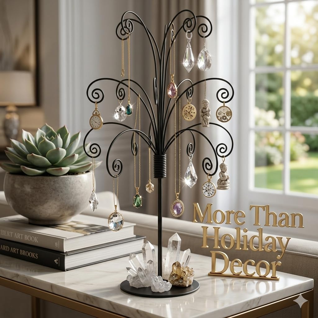 Hohiya Ornament Display Stand, 20 Inch Metal Tree Holder, Black
