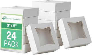 SOUTHERN CHAMPION TRAY SCT White Window Bakery Box (24 Pack) 9x9x2.5, Auto Pop-Up Containers for Pies, 9 inch Bakery Pack, Cookie Box with Window, 24133-24