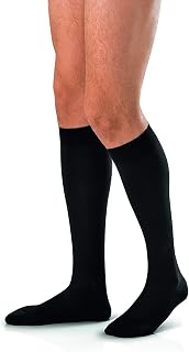 JOBST forMen Knee High 30-40 mmHg Ribbed Dress Compression Socks, Closed Toe, X-Large Full Calf, Black