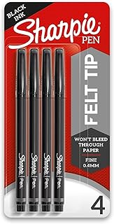 Sharpie Felt Tip Medium Point Black Pens, Drawing & Writing Pens Ideal for School Supplies, Office s and Teacher s, Quick-Drying, No Bleed, 2 Pack