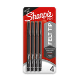 Felt Tip Medium Point Black Pens by Sharpie – 4 Count (Pack of 1), Plastic, Black, Model 1742661