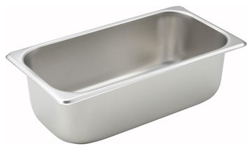 2 1/2" Silver 1/3 Size Metal Steam Table Pan (Set of 48) by Winco – 2.5" Deep, 3.86 quarts, Stainless Steel, Silver, Pack of 48