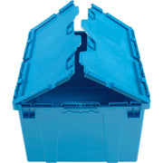 Plastic Distribution Container With Hinged Lid by Global Industrial – 24"L x 21"W x 12.5"H, 2.4 cubic_feet, Plastic, Blue, Model DC2420-12BLUE