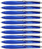 Schneider Haptify Ballpoint Pen M (Medium), Refillable + Retractable, 1.0 mm, Blue Ink, Signature Three‑Edge Grip, Box of 10 Pens (135303)