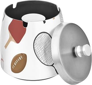 Sports Equipment Splash Ashtray with Lid, Outdoor Ashtrays for Patio