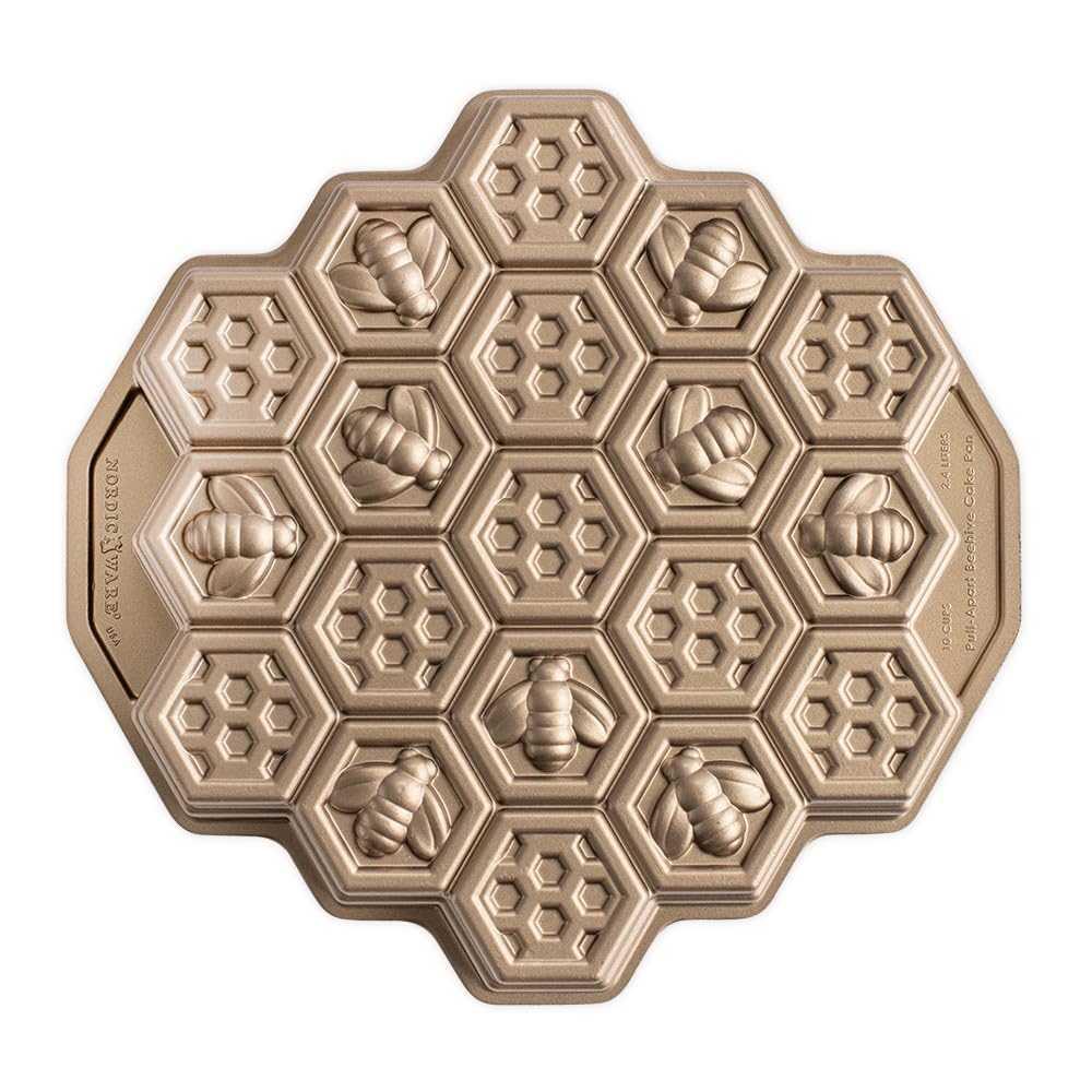 Honeycomb Pull Apart Baking Tray by Nordic Ware – 10 Cup Capacity, Aluminum, Gold, Model 85493AEU