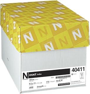 Neenah Exact Index Cardstock, 8.5" x 11", 110 lb/199 gsm, White, 94 Brightness, 2000 Sheets (40411)