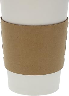 AmerCareRoyal Kraft Hot Cup Coffee Sleeves, Case of 1000-80% Recycled Fiber, Caution Hot Warning, Disposable & Protective, Fits Standard Cups