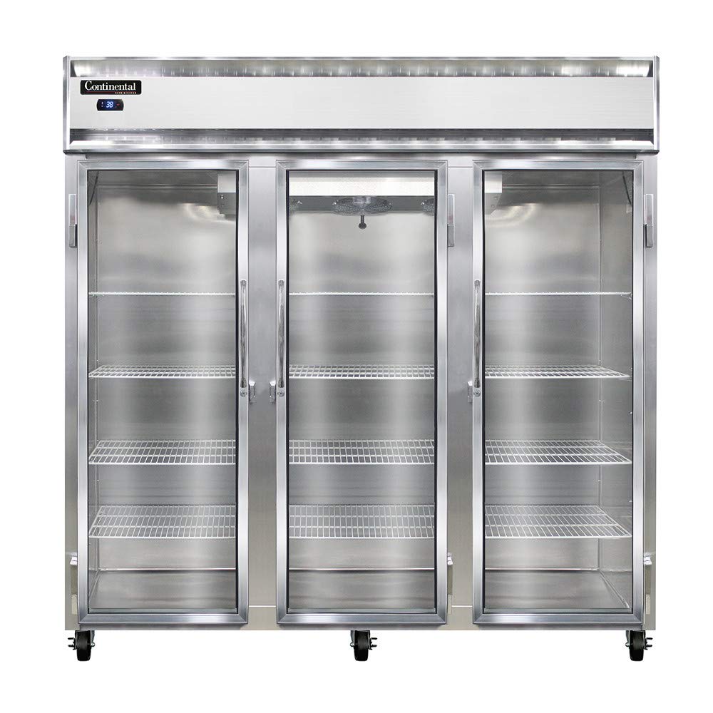 Three Section Reach In Glass Door Refrigerator by Continental Refrigerator – Model 3R-GD