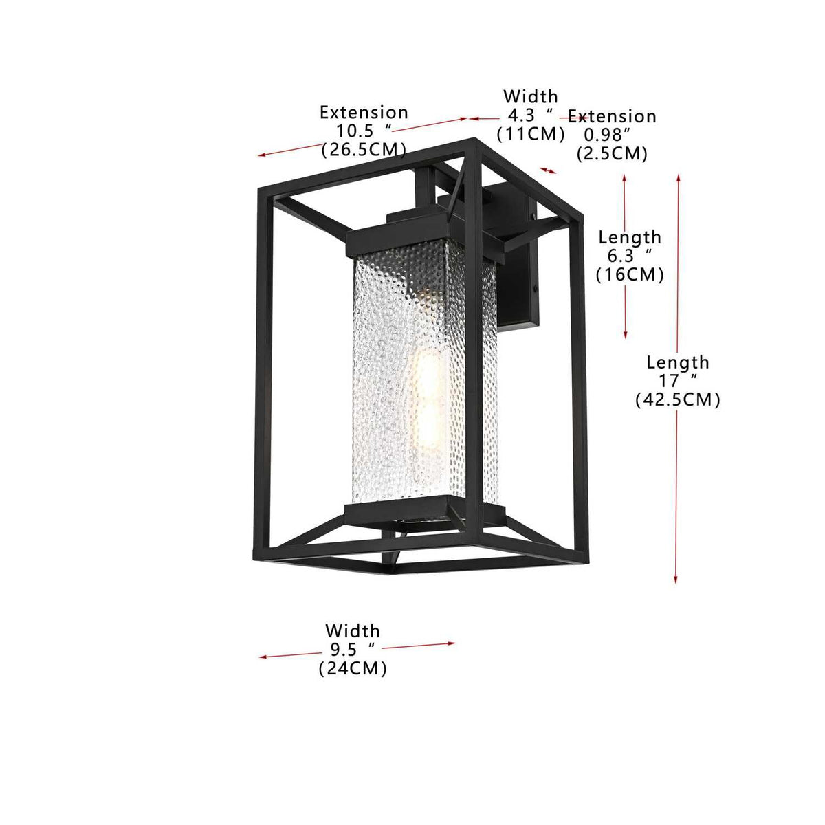 Willington One Light Outdoor Wall Sconce Black by Lighting Design – Iron, Black, Model OD329W17BK