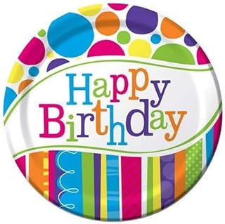 Creative Converting 8 Count Bright and Bold Happy Birthday Dinner Plates