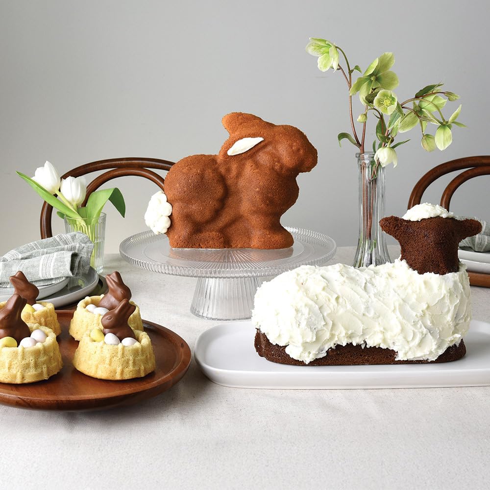 Easter Bunny 3-D Formed Aluminum 2 Piece Cake Pan by Nordic Ware – 3 Cup, 3.0 cups, Aluminum, Natural Aluminum, Model 41200