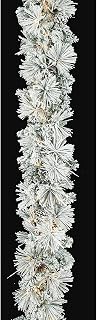 9ft L x 14in W Flocked Bavarian Pine Artificial Garland, Micro LED Pre-Lit -White (Pack of 2)
