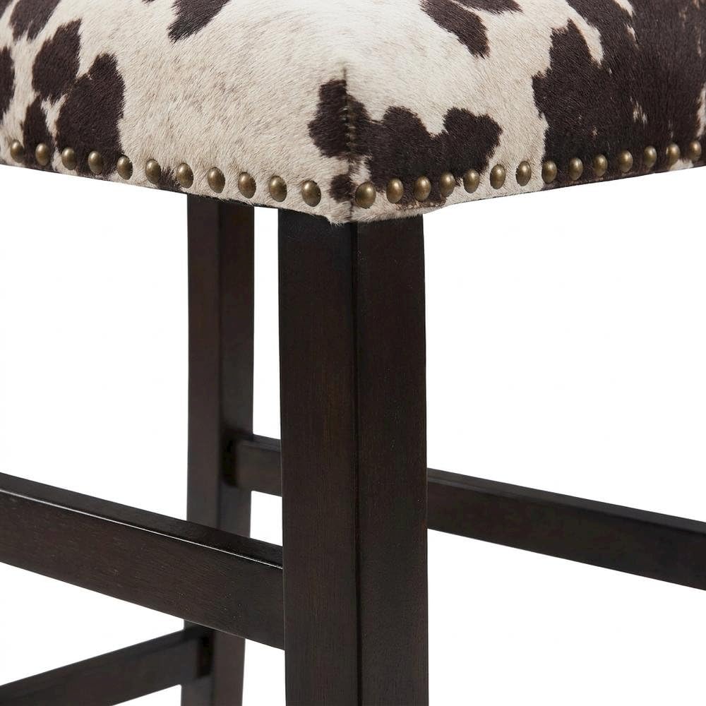 Brown Pine and Hardwood Bar Stool with Microfiber Seat by Furnifact – Pine, Local Hardwood, Plywood, Birch, Ca Foam, Microfiber, Rubberwood,MDF, Brown