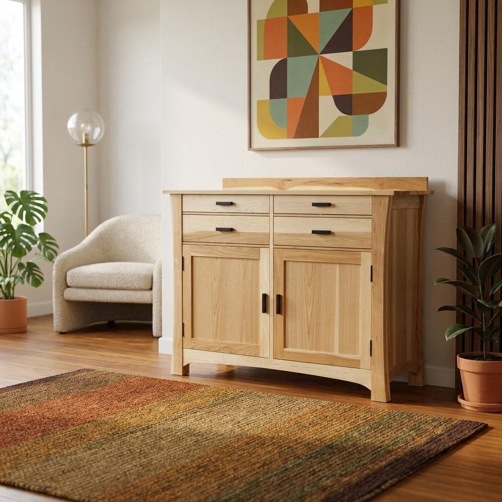 Natural Brown Cattail Bungalow Sideboard by Starlight Canyon Home – Solid American Hickory, Brown