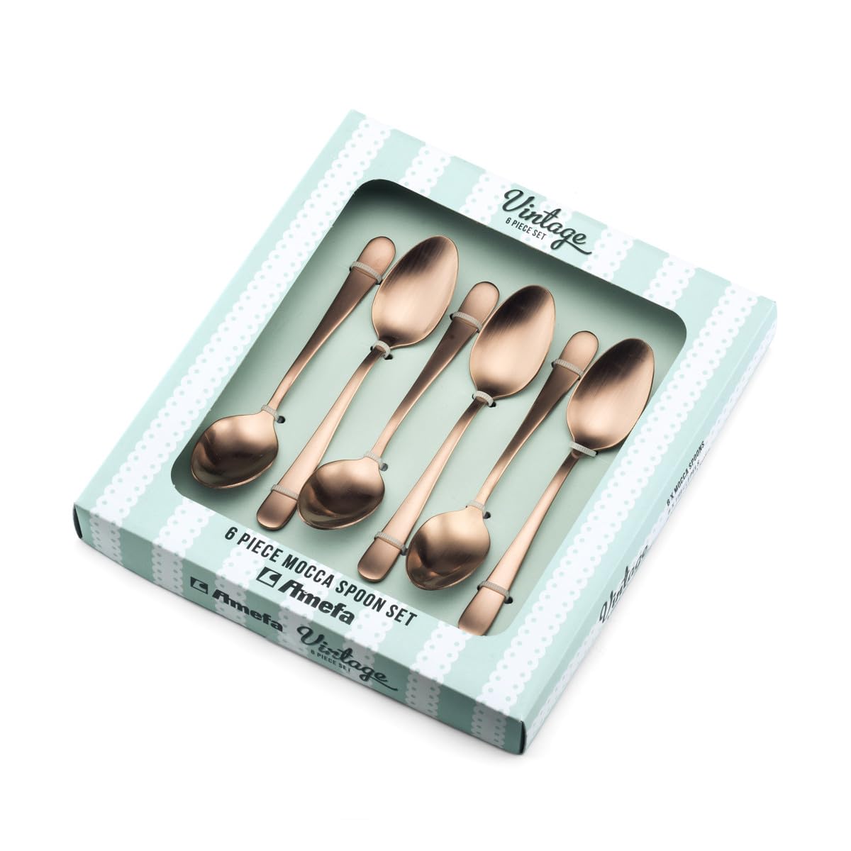 Amefa Copper / Espressolöffel-Set, 6-teilig, kupfer satiniert / Retro Coffee & Espresso Spoons