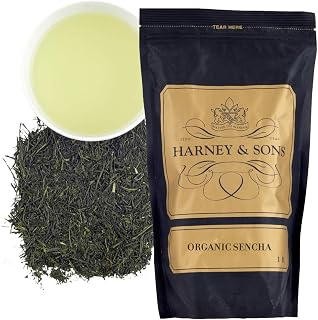 Harney & Sons Organic Sencha Loose Leaf Green Tea, 16 oz | Certified organic Japanese Sencha green tea with a smooth, fresh vegetal flavor. Contains caffeine.