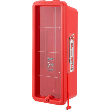 Plastic Fire Extinguisher Cabinet with Window by Global Industrial – Polystyrene & Arcylic, Red, Model 641649