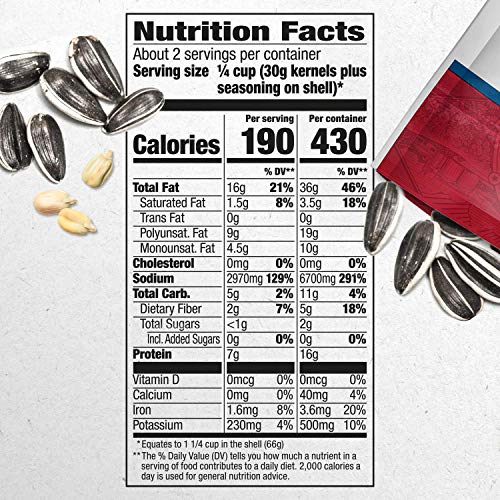 David Ranch,Salted / 5.25 Ounce (Pack of 2) / Tan, Black Sunflower Seeds