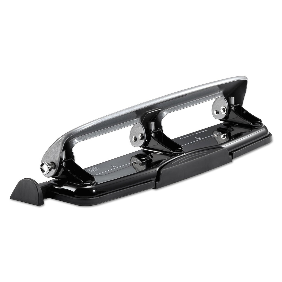Office inPRESS 12 Reduced Effort Three-Hole Punch by Bostitch – 12 Sheet Black, Metal, Silver/Black, Model 2101