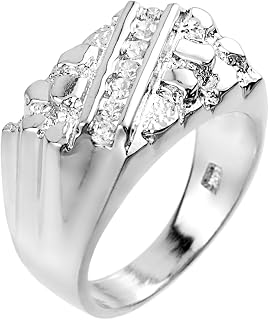 925 Sterling Silver White Cubic Zirconia 3.8mm Channel Set Nugget Style Tapered Engagement or Wedding Ring - Size 11-1/2