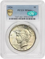 1926 American Silver Peace Dollar MS-66+ $1 PCGS/CAC MS66+