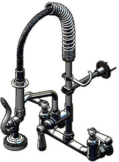 T&S Brass MPZ-8WCN-08 Mini-PRU Wall Mount with B-0107, 8" Add-On Swing Nozzle, Club Handles, Wall Bracket, 8"